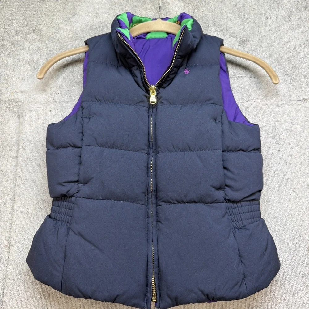 Ralph Lauren Kids Reversible Puffer Vest Down Filled‎ Preppy Winter Size 6